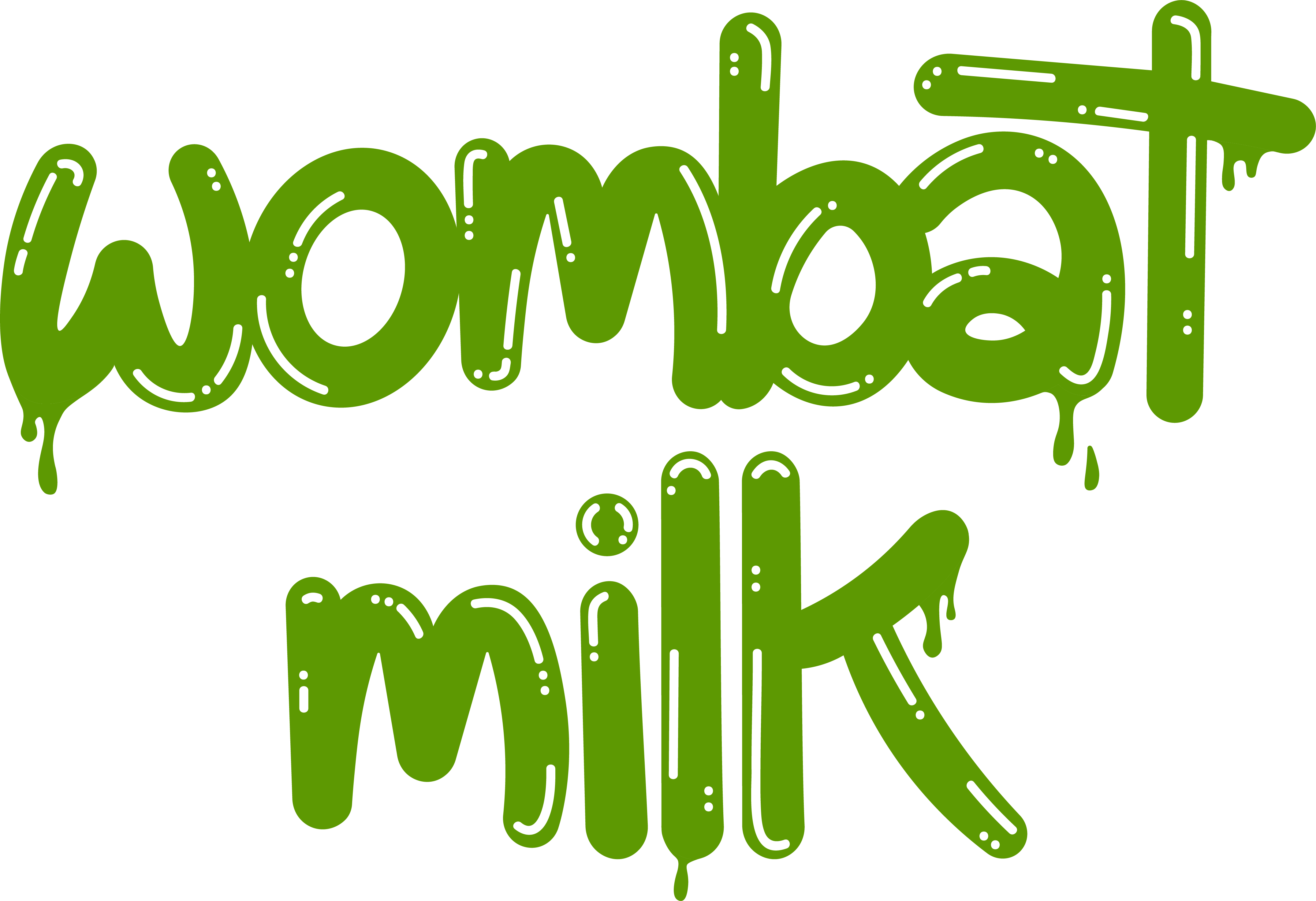 Bright green Wombat Milk Logo (stacked version).