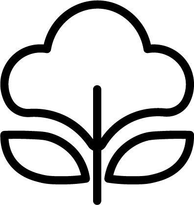 Black cotton icon outline on a transparent background.