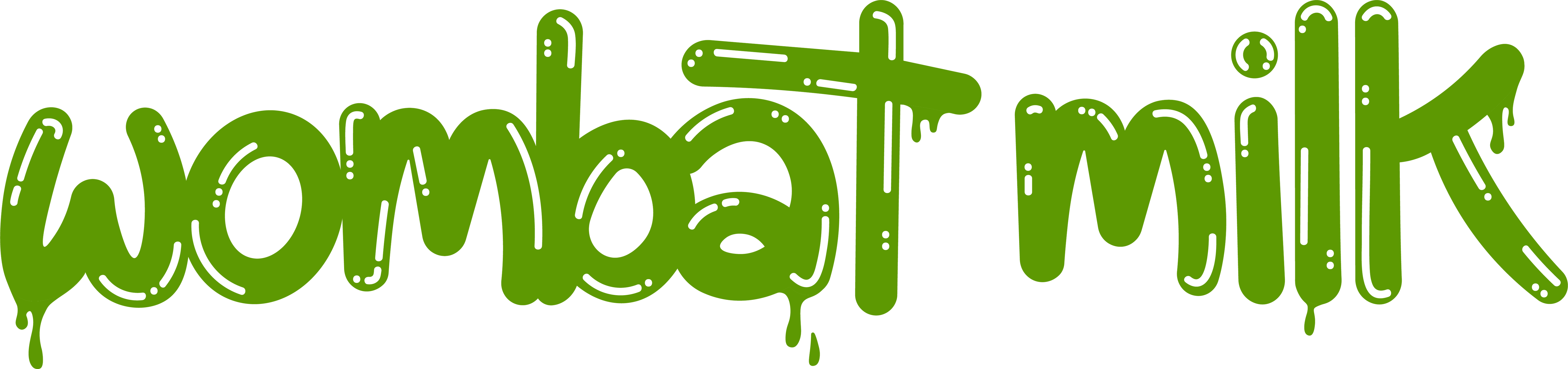 Bright green Wombat Milk logo (long version).